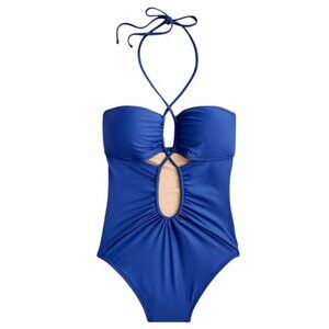 J. Crew Cutout Halter One Piece Swimsuit in Harbor View NWT